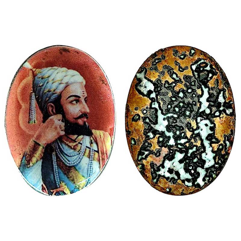 Shivaji, enamel and copper Token, 4 g, obv. Portrait of Shivaji Maharaj. Rev. blank. Uncir