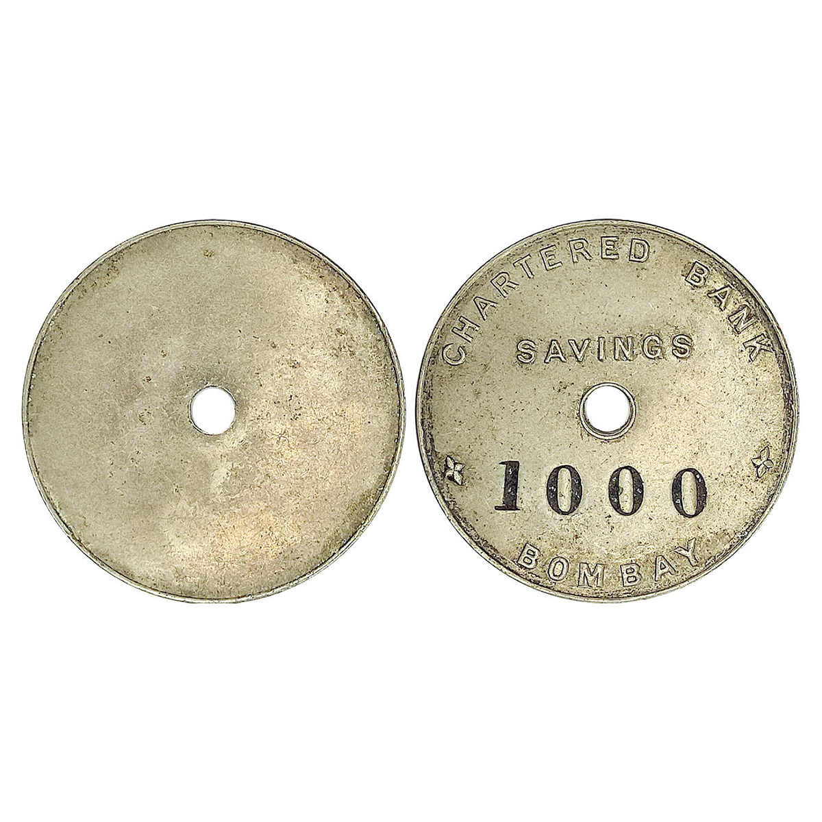 Cupro - Nickel, Bank Token of Chartered Bank Token, Bombay, Cash withdrawal Token, 1950s, 