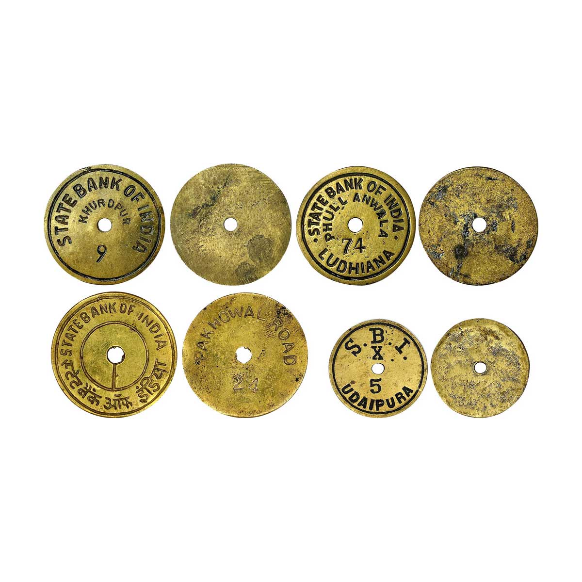 Cupro - Nickel, Bank Token of State Bank of India, Cash Withdrawal Token. All different ty