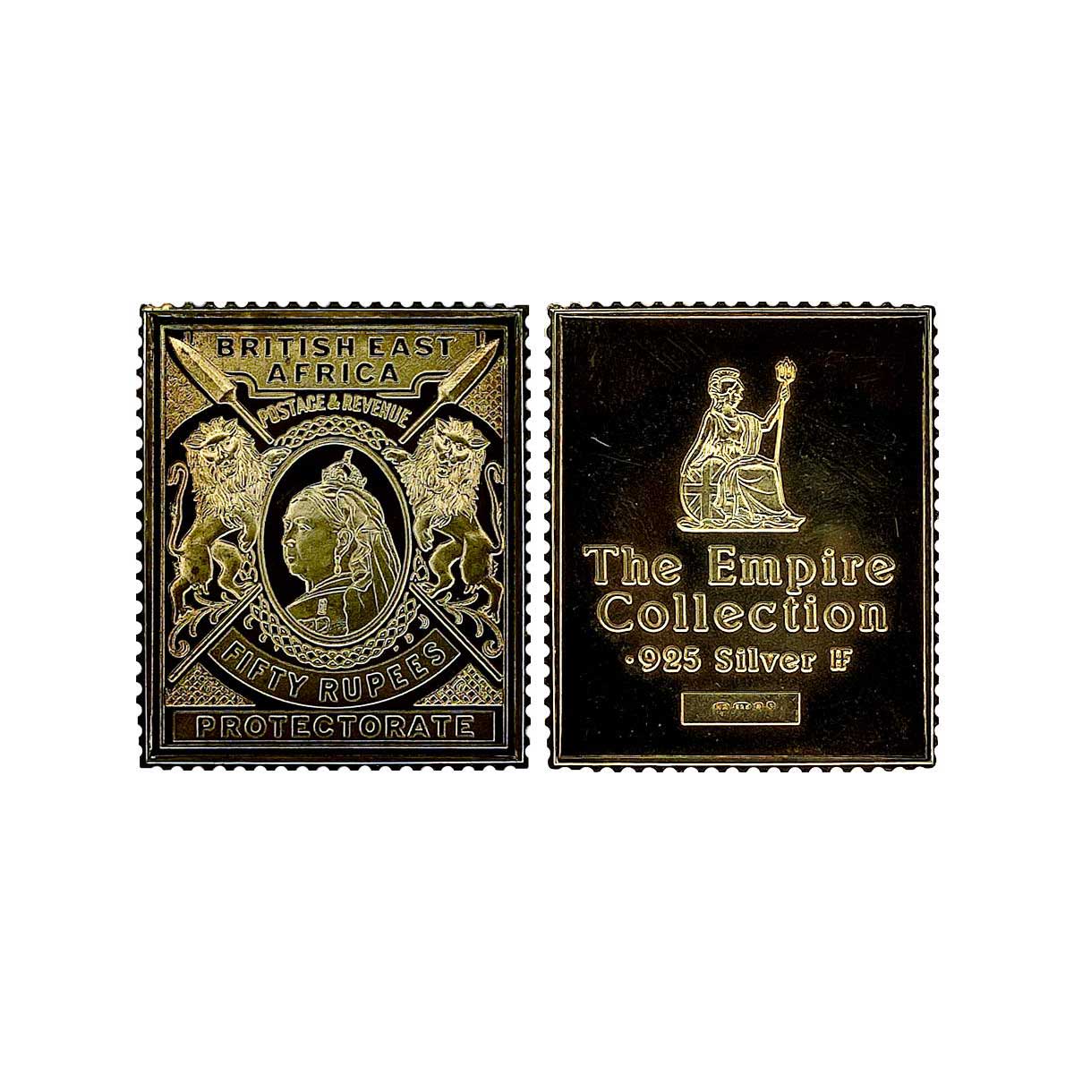 British India Post, Gold Gilt Silver Stamp Ingot, 22.00 g, British East Africa, Victoria ,