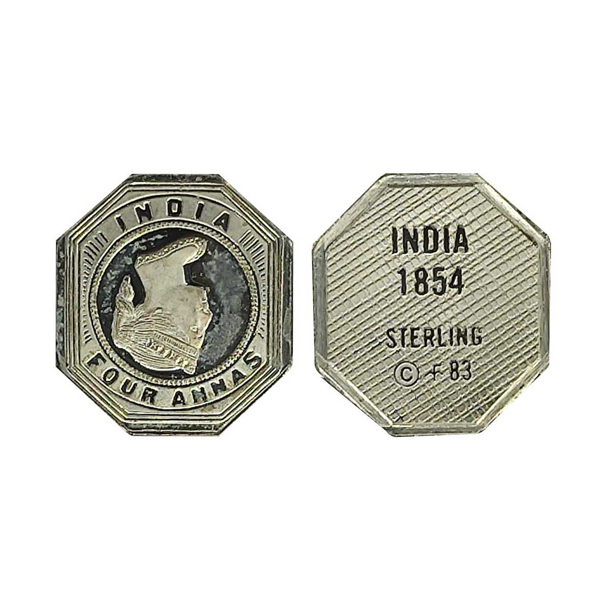 British India Post, Silver Stamp Ingot, 2.00 g, Queen Victoria, 4 Annas, depicting the leg