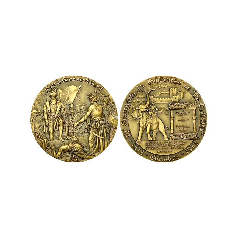 Indo-Portuguese, Vasco da Gama, Bronze Medal, 82.00 g, 1972, obv. scene of Vasco Da Gama a