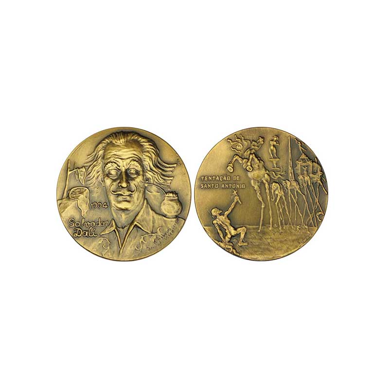 Art in Numismatics, Salvador Dali, Bronze, 130.00 g, 80 mm, 1973, obv. self portrait of Da