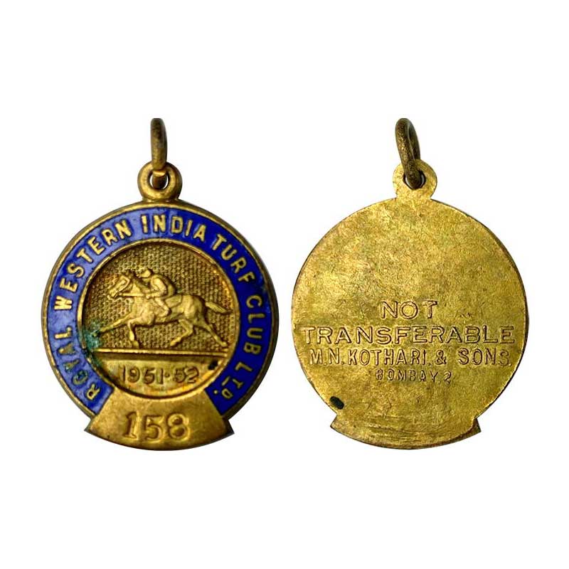 Bombay Race Course, Membership Badge of the Royal Western India Turf Club Ltd. 1951-52. Co