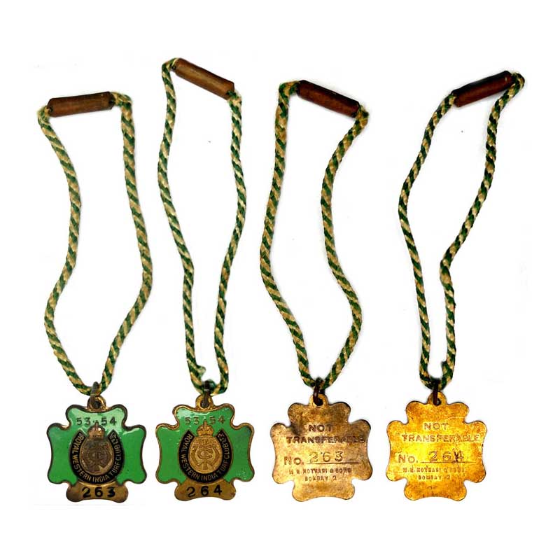 Bombay Race Course, Membership Badges (2) of the Royal Western India Turf Club Ltd. 1953-5