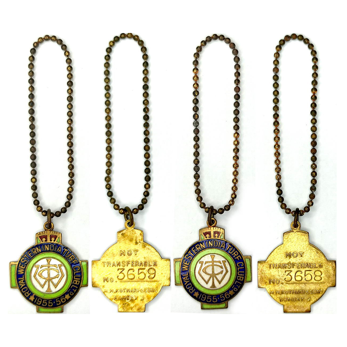 Bombay Race Course, Membership Badges (2) of the Royal Western India Turf Club Ltd. 1955-5