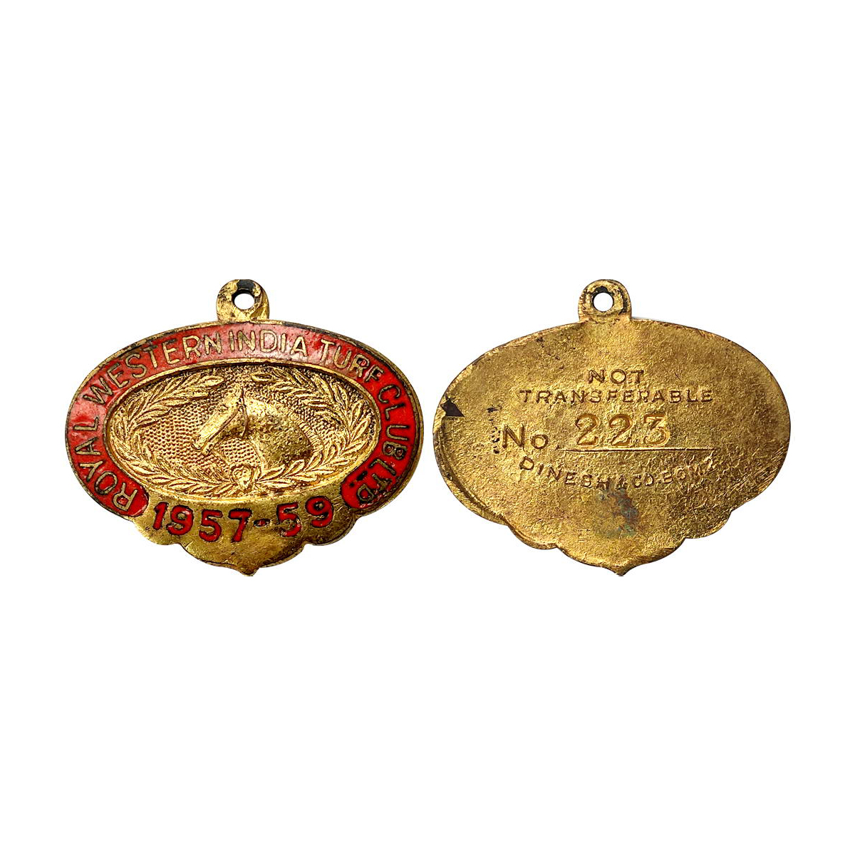 Bombay Race Course, Membership Badge of the Royal Western India Turf Club Ltd. 1957-59. Co