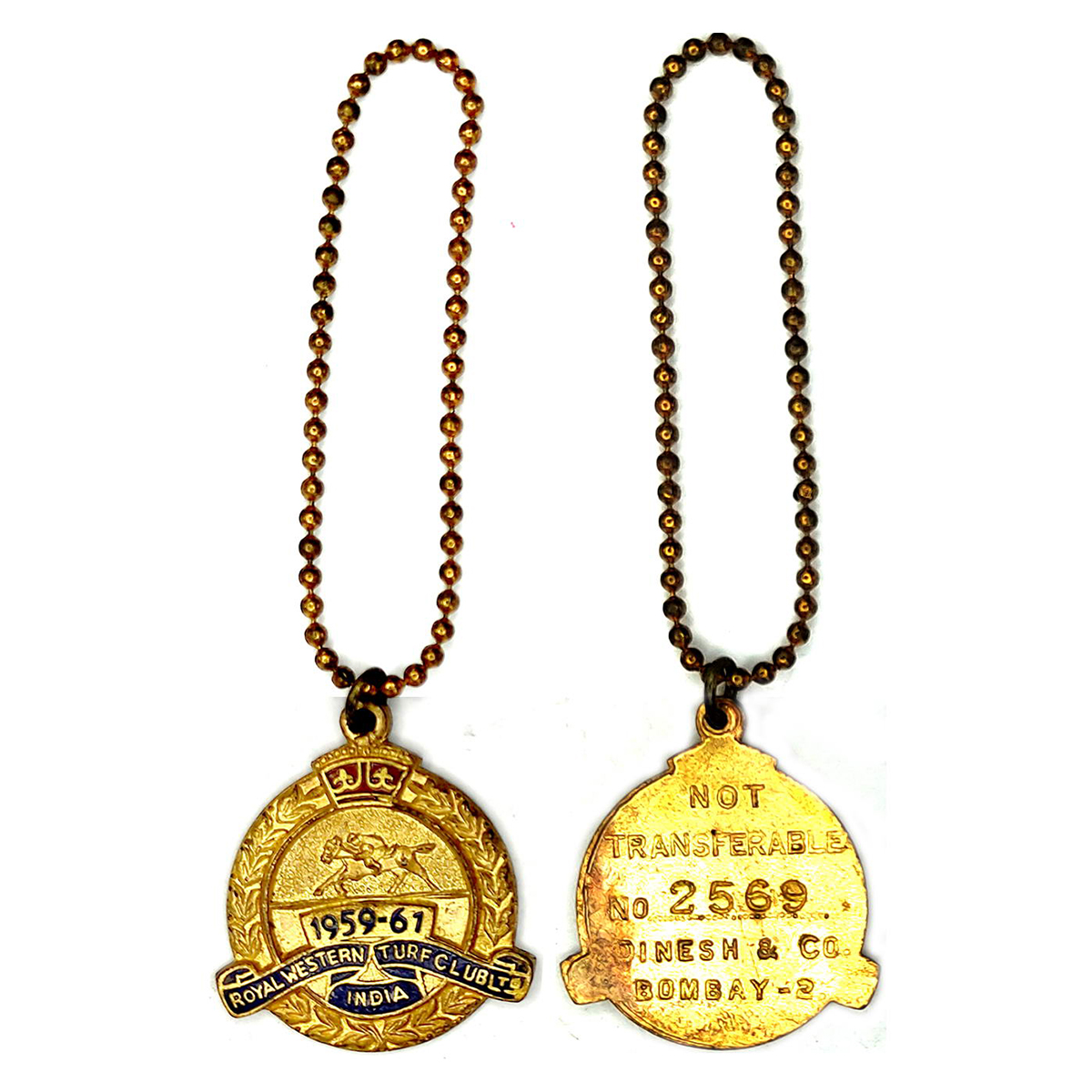Bombay Race Course, Membership Badge of the Royal Western India Turf Club Ltd. 1959-61. Co