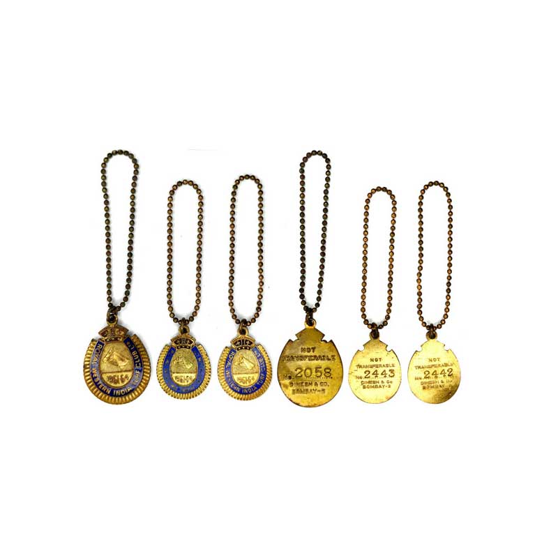 Bombay Race Course, Membership Badges (3) of the Royal Western India Turf Club Ltd. 1961-6