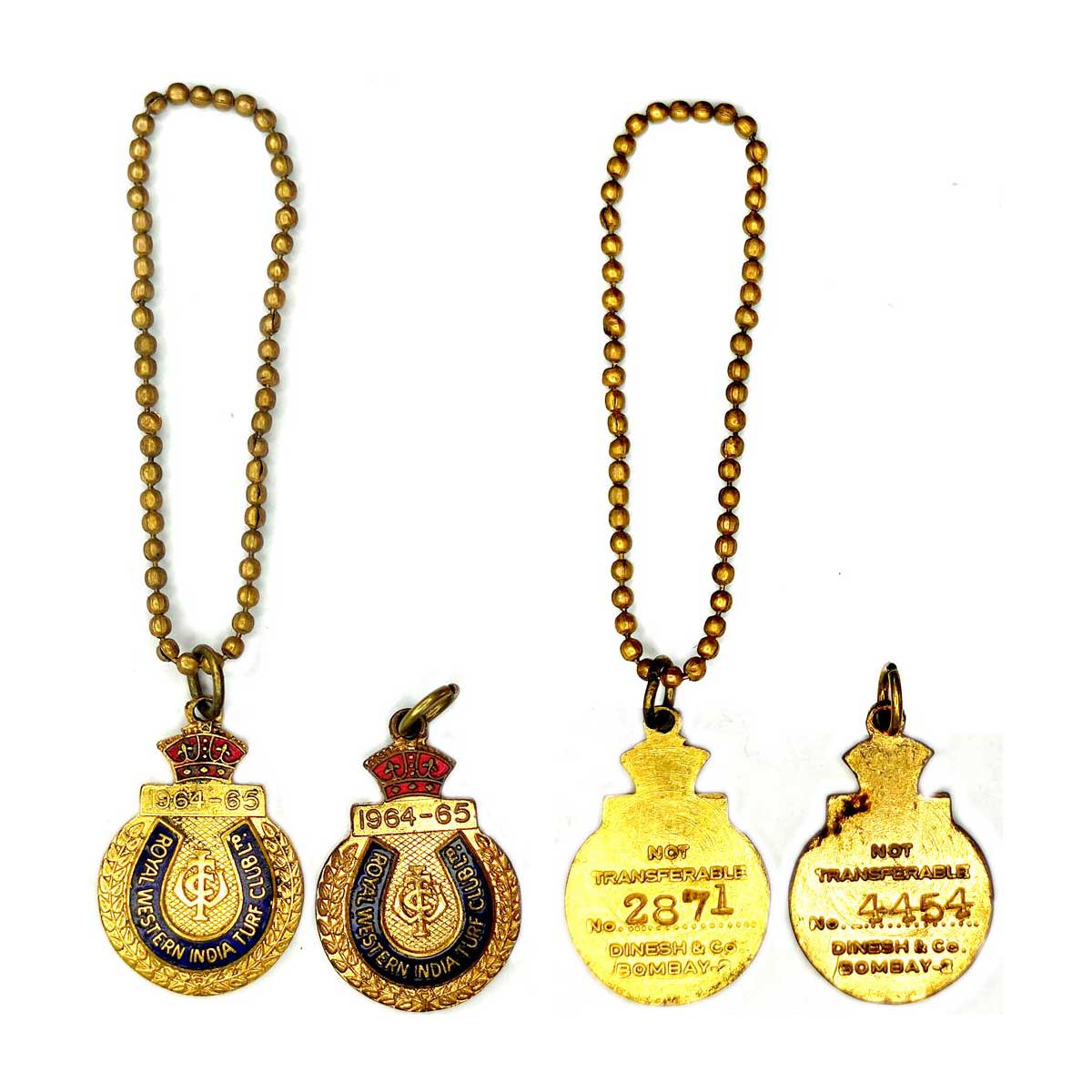 Bombay Race Course, Membership Badges (2) of the Royal Western India Turf Club Ltd. 1964-6