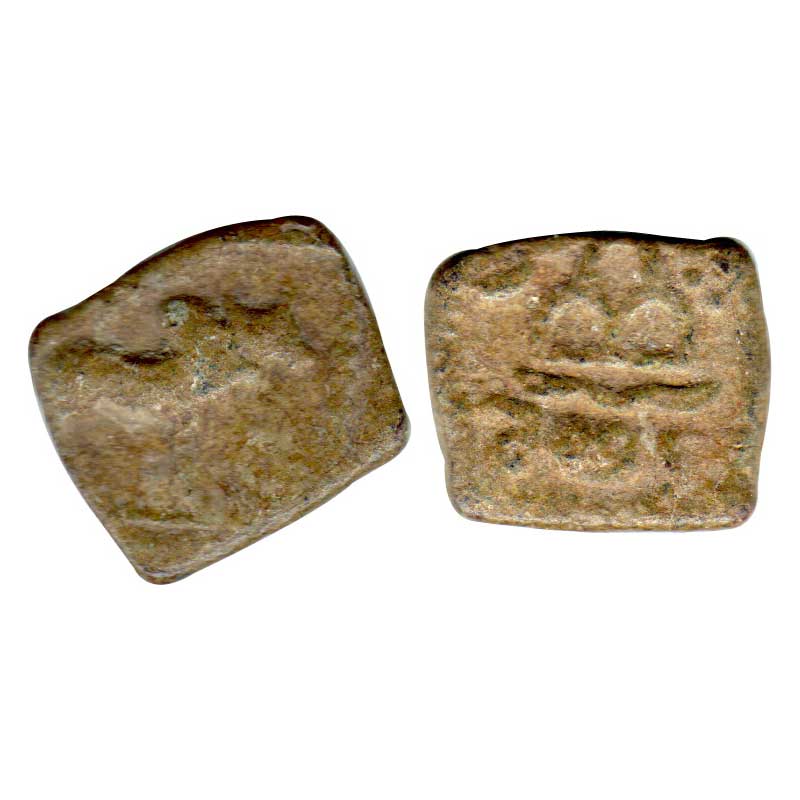 Western Kshatrapas, Rudrasena III, c. 4th century AD, Lead, bull type, anonymous, a Bull s