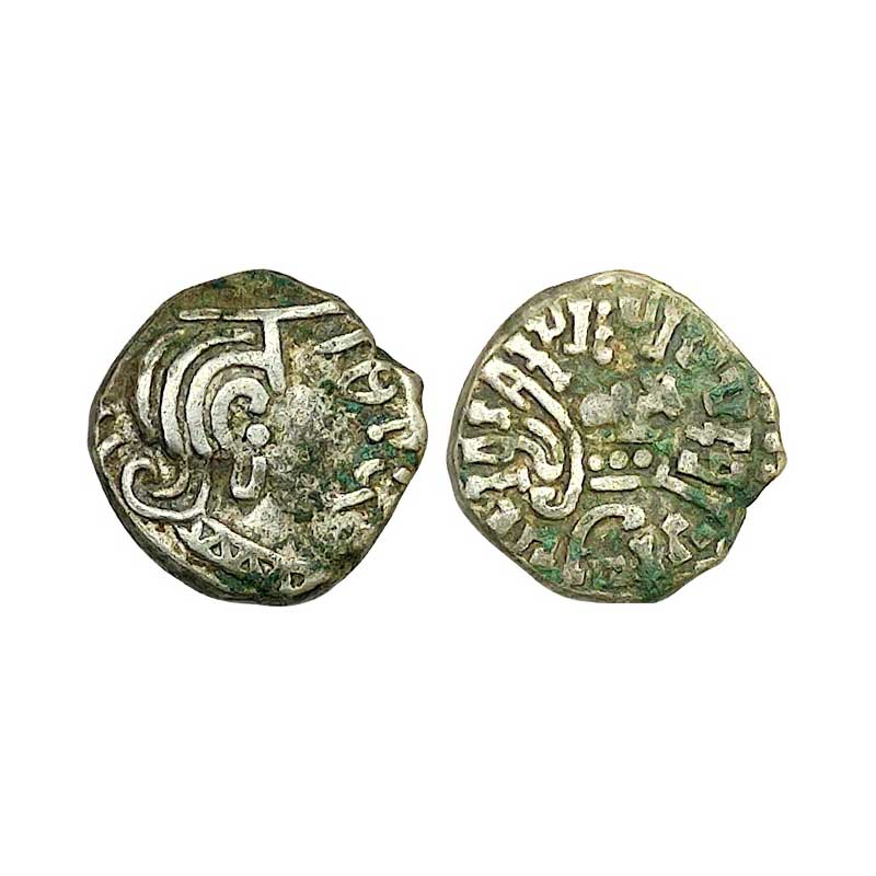 Kalachuris of Mahishmati, Krishnaraja (c. AD 550-575), Silver Drachma, 2.10 g, obv. bust o