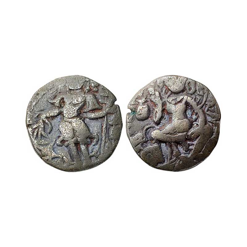 Hunas of Kashmir, Toramana II (c. AD 540-570), Copper, 6.29 g, Dinar (MAC 3792). Obv: King