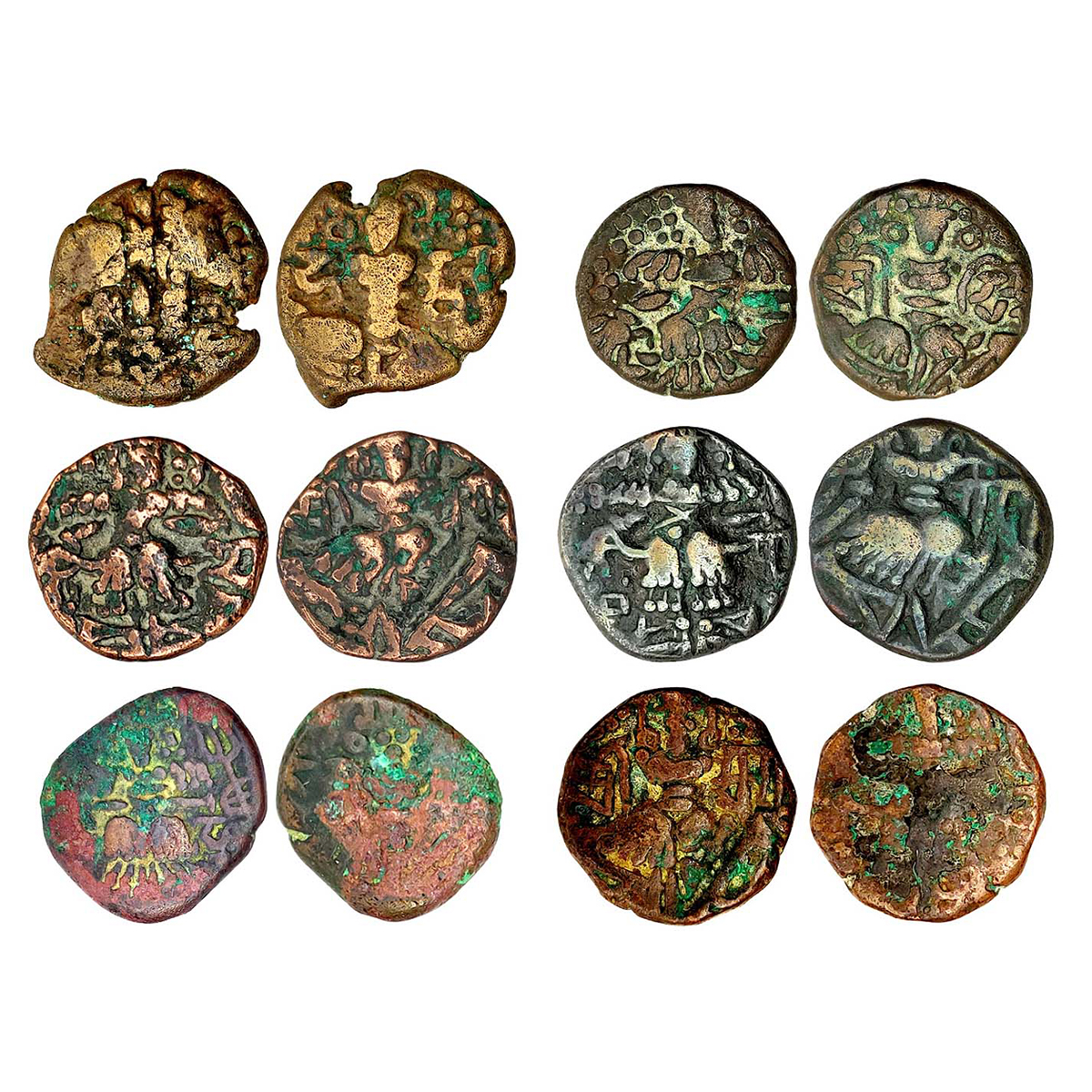 Hindu Kings of Kashmir, 10th century AD, Copper (12), assorted lot of 12 different coins a