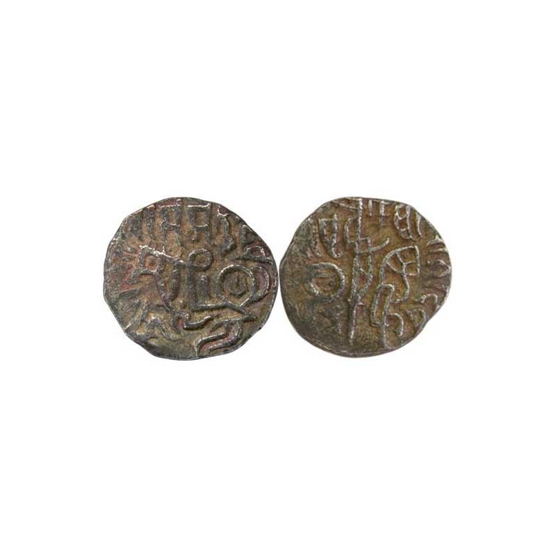 Chauhanas of Ajmer, Prithviraj Chauhan III, AD 1170-1192, Billon, 3.36 g, Dramma, Bull-Hor