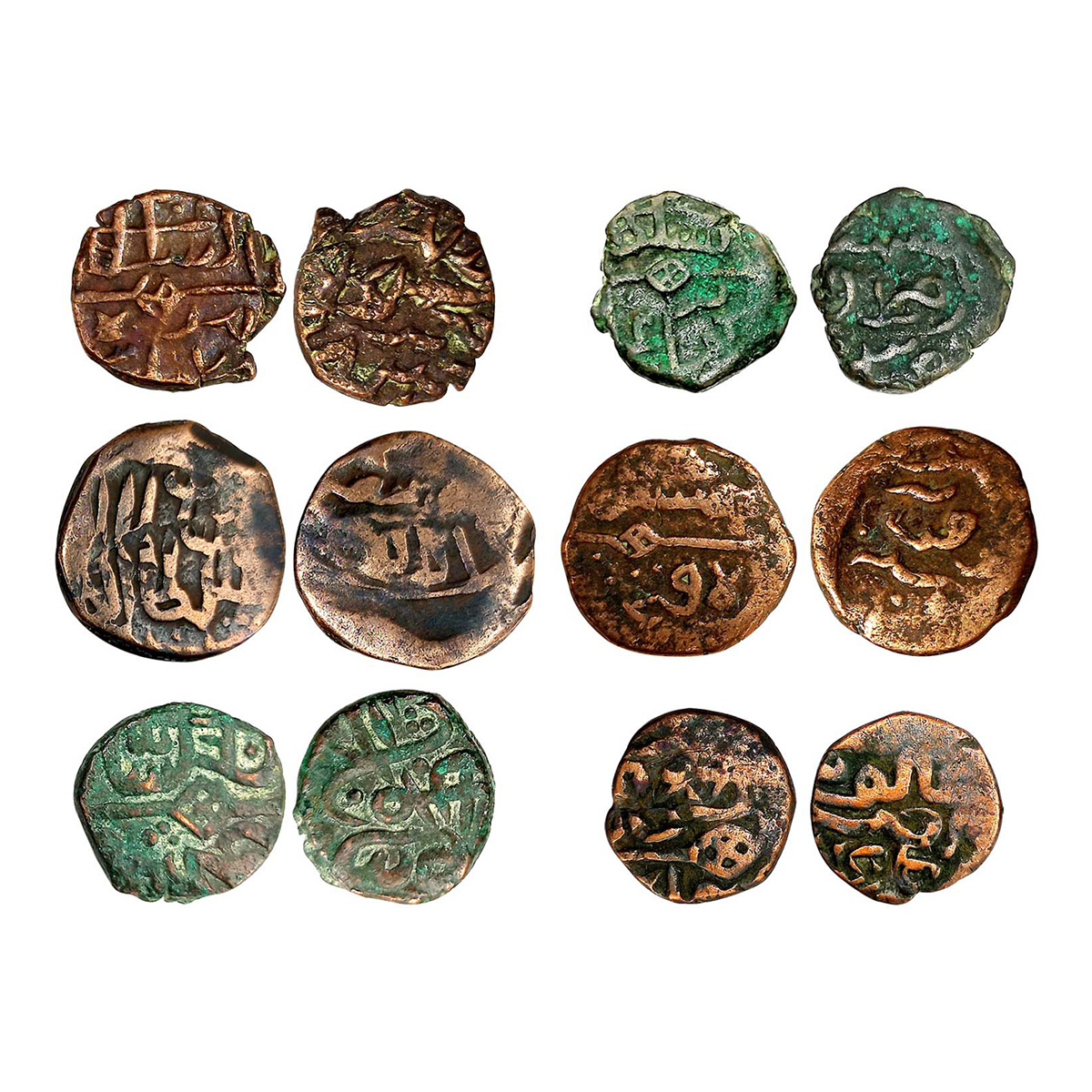 Kashmir Sultanate, Copper (20), assorted lot of 20 coins of Kaserah of 11 different kings: