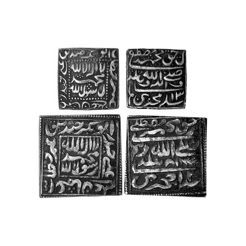 Cupro - Nickel, Akbar Tokens (2), Copper-Nickel, Rupee and ½ Rupee weights, Kalima type on