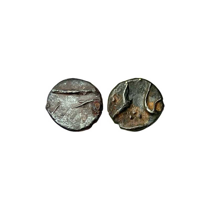 Mughals, Aurangzeb, Silver, 0.26 g, 1/32 Rupee ½ Anna,, Khujista Bunyad Mint, Alamgir on o