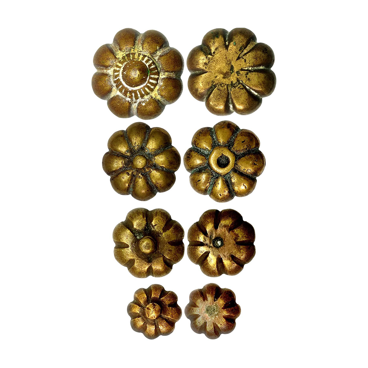 Mughal Weights, Brass, 18th century, Set of 4 weights, total weight of the four pieces is 