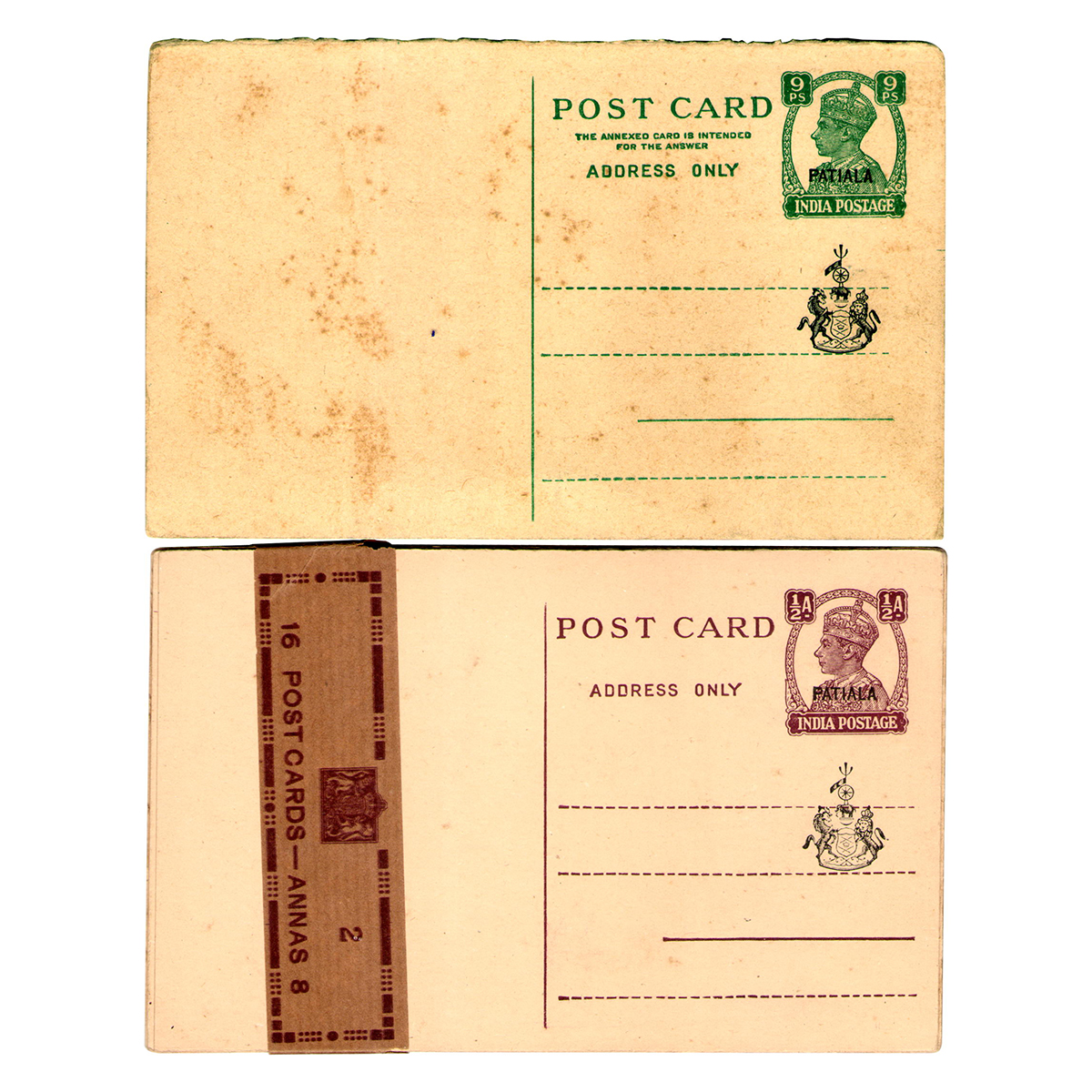 Paper, Patiala State, Royal Post Card Set, Original Post Card set of 16 cards with the sta