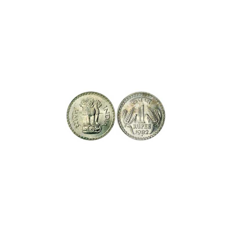Cupro - Nickel, 1 Rupee Die Variety, 1982, Bombay Mint. Copper-Nickel. Thin ? (r) in ???? 