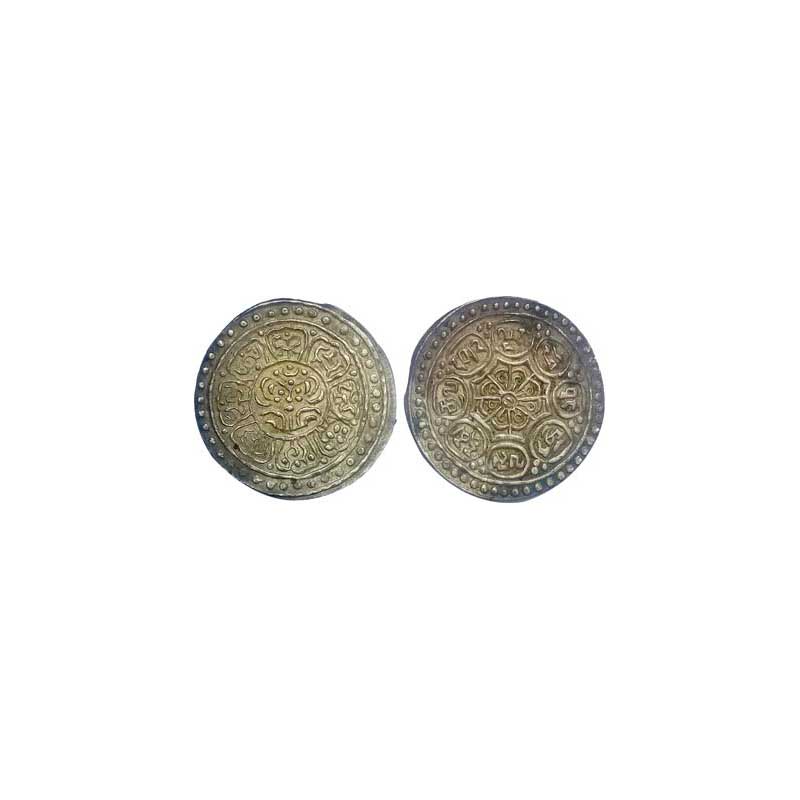 Tibet, Ganden Phodrang (AD 1820-1829), Silver, 4.96 g, 1 Tangka, (Ga-Den tangka), ND (1912