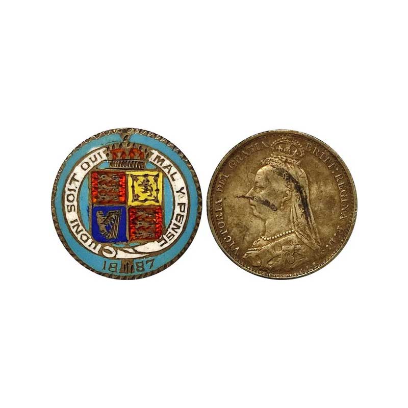 Victoria Colorued Tokem, 1887, Silver, 2.37 g, mature bust of the Queen to left and her na