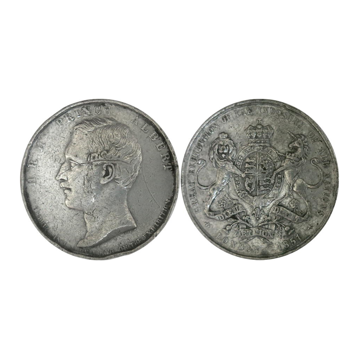 Prince Albert Medal, Zinc, bust of the Prince to left on obverse, shield in the centre wit