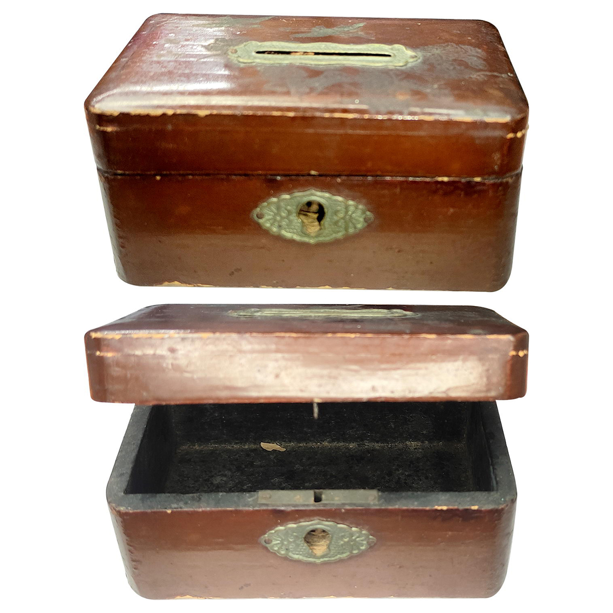 Vintage Gullak Piggy Bank – British India Money Box, Wooden, 93 x 60 x 45 mm, total weight