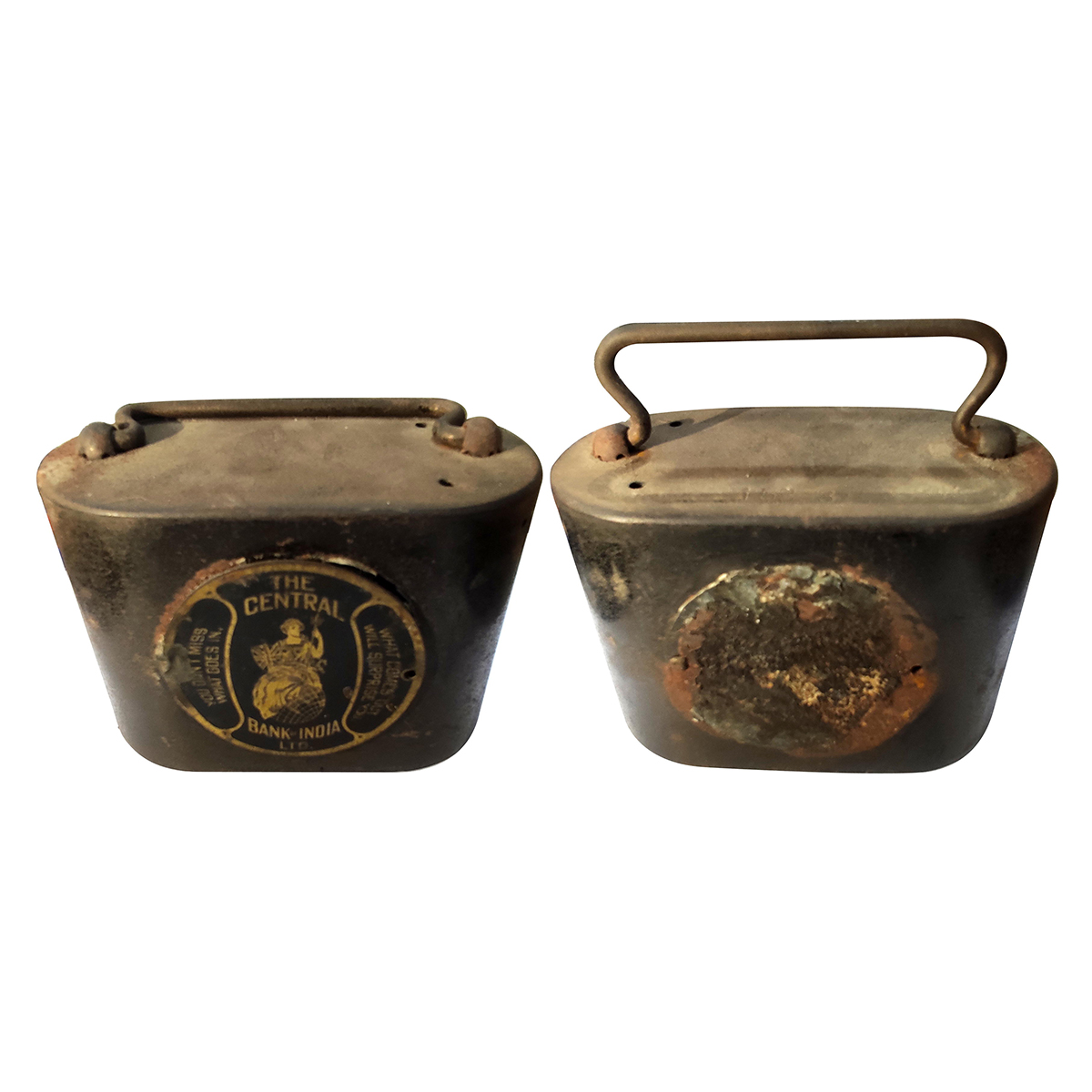 Copper, Vintage Gullak Piggy Bank – Money Box, Central Bank of India, Bombay. 117 x 81 x 5