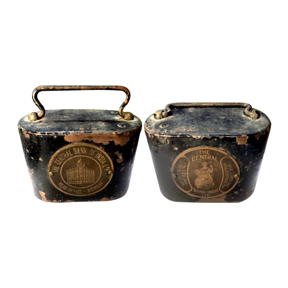 Copper, Vintage Gullak Piggy Bank – Money Box, Central Bank of India, Bombay. 117 x 81 x 5