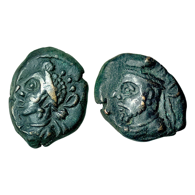 Parthians, c. 2nd century BC, Copper, 3.32 g, crowned and bearded bust of the Persian king