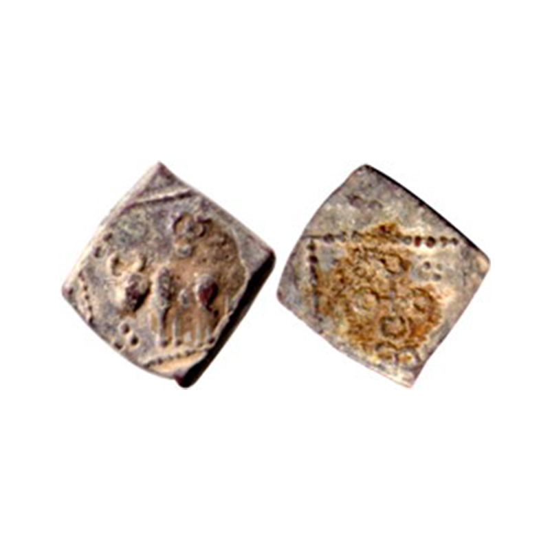 Satavahanas, uninscribed lead coin of 'bull' type, attributed to Siri Satakani (100-50 BC)