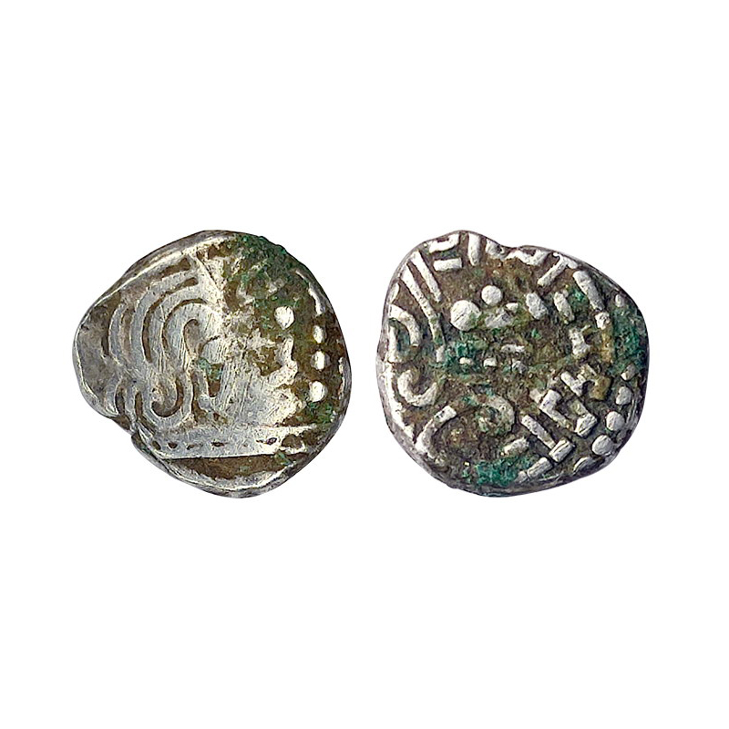 Kalachuris of Mahishmati, Krishnaraja (550-575 AD), Silver, 1.99 g, Drachma. Obv: Bust of 