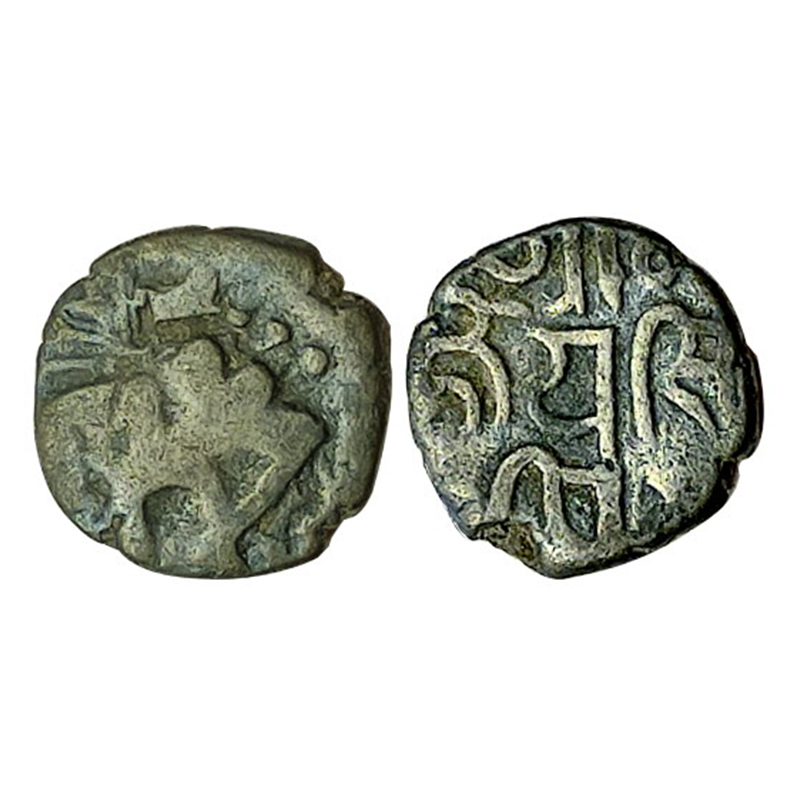 Chalukyas of Gujarat, Siddhraj Jayasimha (10th century AD), Silver, 0.43 g, Hasti Dramma, 