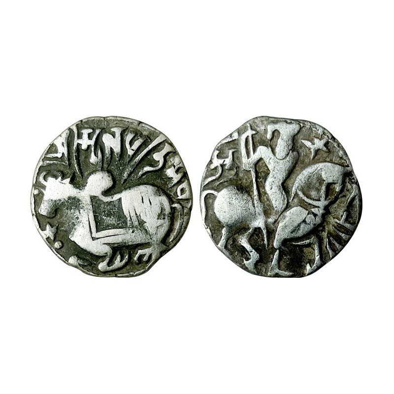 Shahis of Ohind (Afghanistan), Spalpatideva, Billon, 3.06 g, Bull and Horseman type, a sea