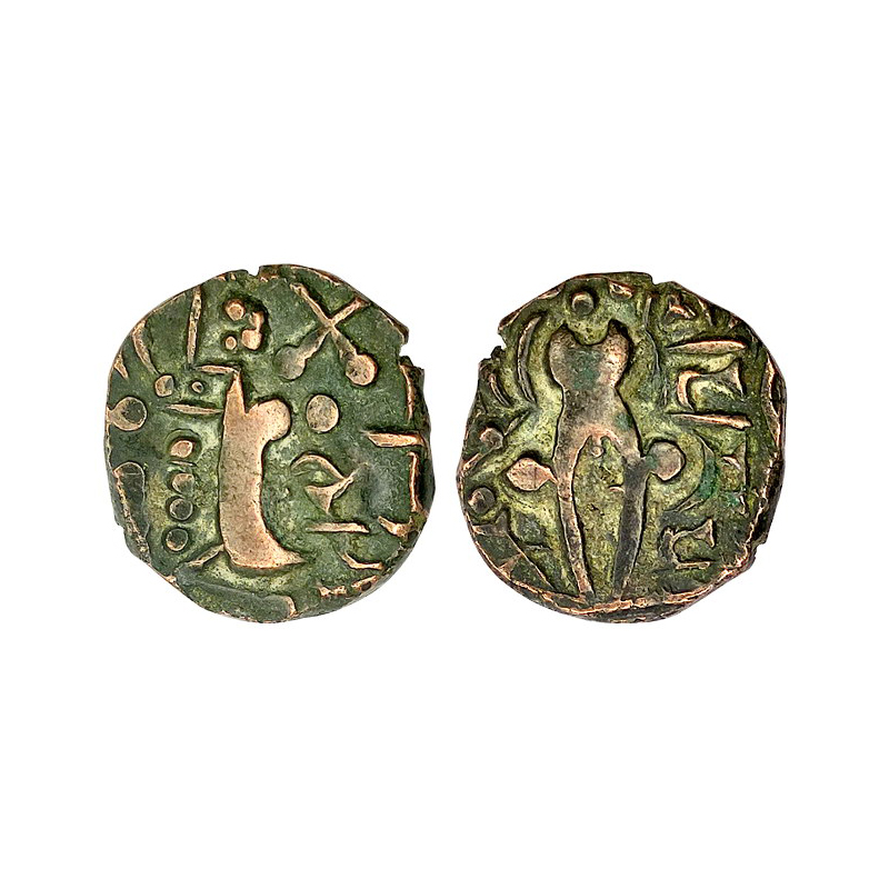 Karkotakas of Kashmir, Vigrahapala, Base Gold Dinara, 7.65 g, seated goddess with legend S