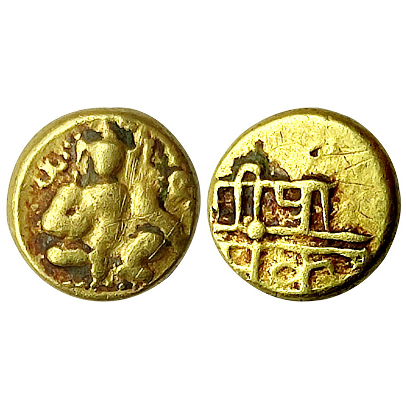 Vijayanagar Empire, Tuluva dynasty, Gold, 1.67 g, ½ Pagoda of Pratapa Krishnadeva Raya (15