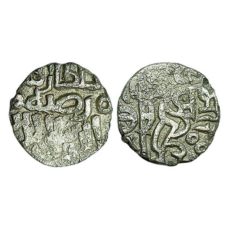 Delhi Sultanate, Turks, Raziya Sultana (AD 1236-1240), Billon, 3.62 g, Obv: Stylized horse