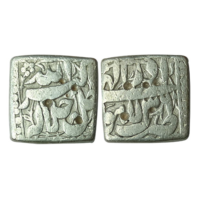 Akbar, Lahore Mint, Silver, Rupee, Allahu Akbar type, Ilahi 36, Azar Month. Mint name at b