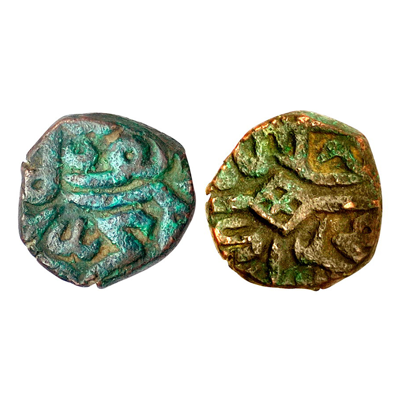 Akbar, Kasera, Kashmir Mint, Copper, 5.45 g, Jalal ud din Muhammad Akbar and central knot 