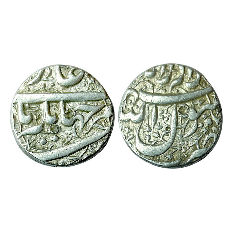 Jahangir, Silver, Rupee, Ahmadnagar Mint, Nur-ud-din type, Kalima on obv. Very Fine+, Scar