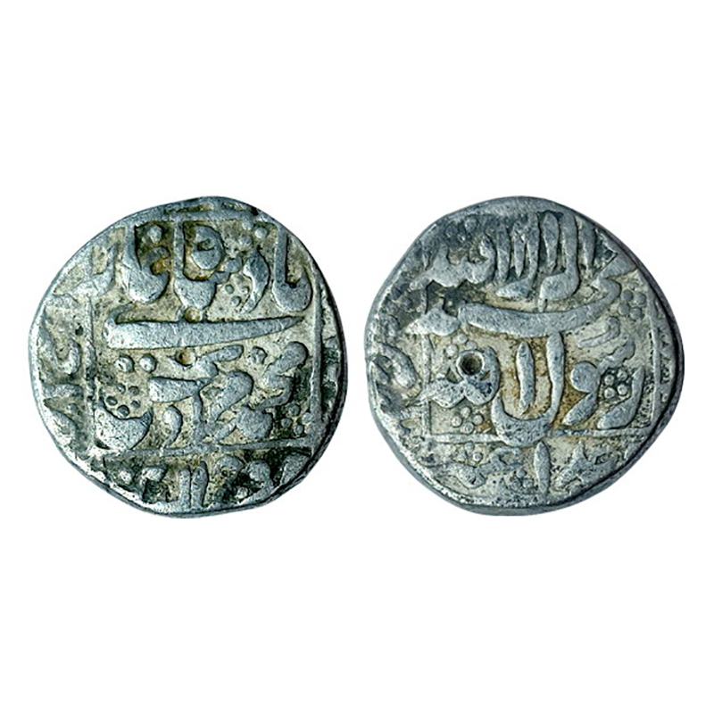 Murad Bakhsh (1658 AD), Silver, 11.01 g, Rupee, Ahmedabad mint, Square area type with mint