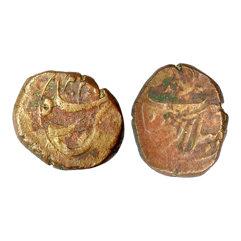 Aurangzeb, Mailapur Mint, Copper, 6.63 g, ½ Paisa, name of the Emperor on obv, complete mi