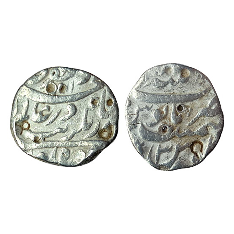 Aurangzeb, Silver, Rupee, Patna Mint, Muhiuddin type, RY 3, Mint name at top on rev (KM# 2