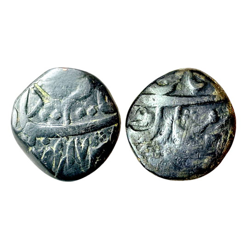 Aurangzeb Alamgir, Copper, 13.72 g, Paisa, Shahjahanabad Mint, mint name at top on rev, Si