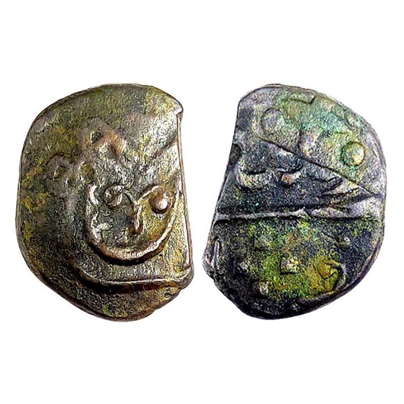 Marathas, Poona Paisa minted over Shivarai Paisa, Copper, 8.06 g, Nag Phani or Do-Chashme 