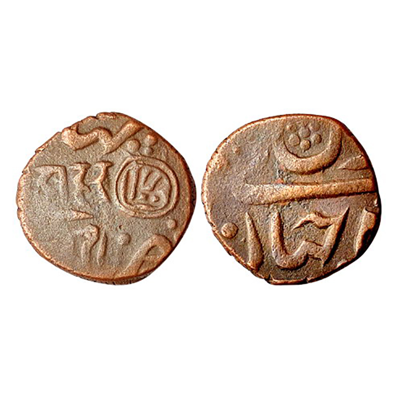 Bhavnagar, Thakurs, Copper, 4.13 g, Dokdo, in the name of Shah Jahan III, Bhavnagar mint, 