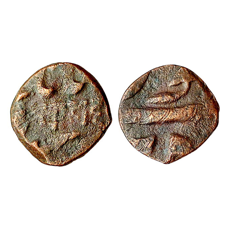 Bhavnagar, Thakurs, Copper, 1.25 g, ½ Trambiyo, in the name of Shah Jahan III, Bhavnagar m