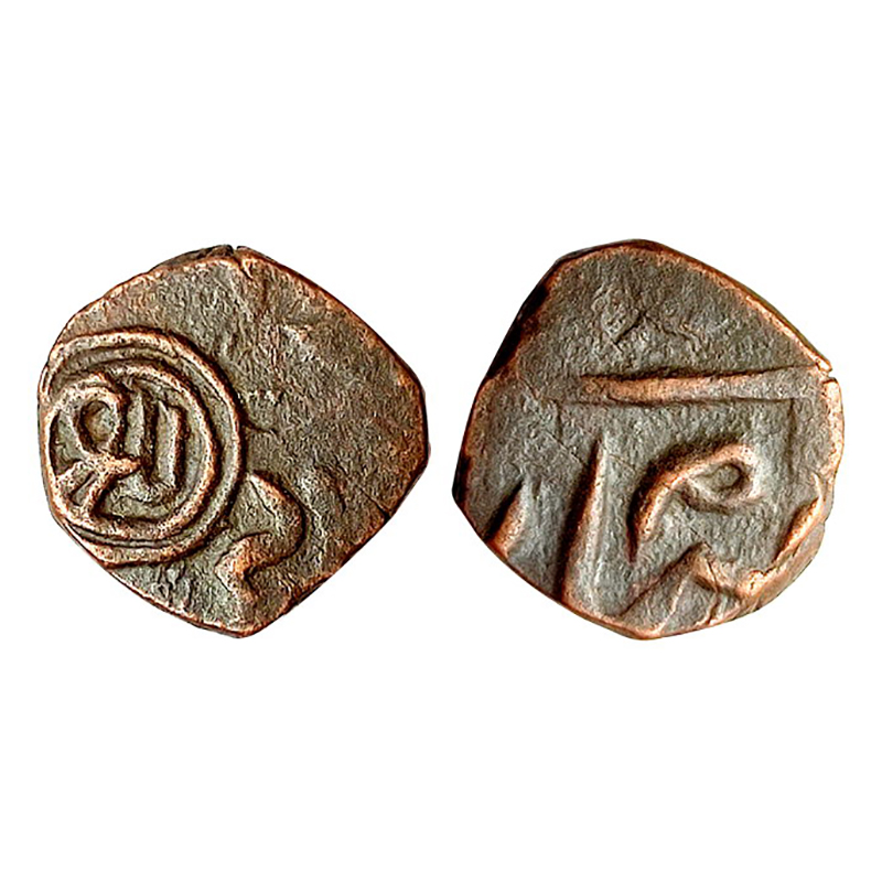 Bhavnagar, Thakurs, Copper, 1.45 g, ½ Trambiyo, in the name of Shah Jahan III, Bhavnagar m